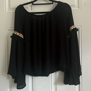 Surf Gypsy Fun Black Top, Size Medium